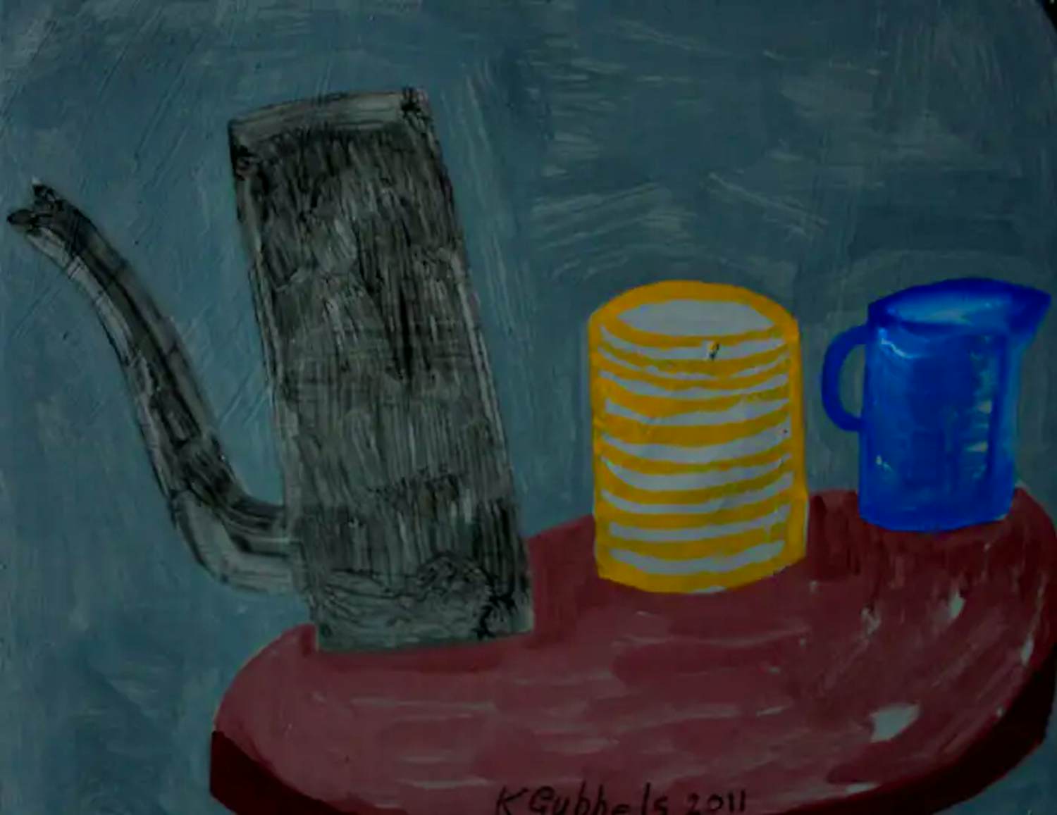 Klaas Gubbels - Acryl verf op karton: Stilleven - 2011 kopen? Bied vanaf 1295!