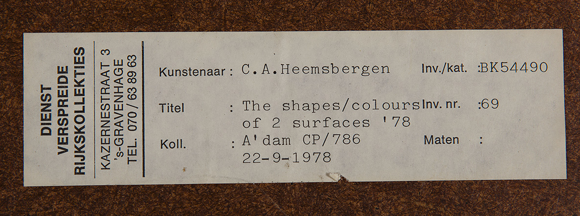 Kor Heemsbergen - Shapes and colours of two surfaces, nr. 1B kopen? Bied vanaf 20!