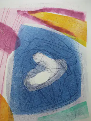 Henny Visch - Abstracte compositie - Kleurenlitho kopen? Bied vanaf 50!
