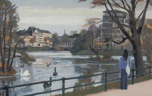 Georg Grulich - Am Schwanenspiegel in Düsseldorf, Ölgemälde, signiert 1980 kopen? Bied vanaf 390!