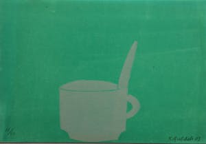 Klaas Gubbels - houtdruk met acryl ondergrond ‘ wit kopje’. kopen? Bied vanaf 275!