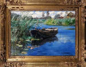 Willem Roelofs (jr.) - Olieverf op paneel, Gezicht op ''Noorden'' - Ingelijst verkocht voor € 200!