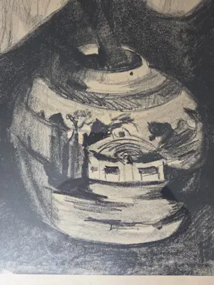 Piet van Wijngaerdt - Aronskelken in gemberpot. Prachtig ingelijst. kopen? Bied vanaf 199!