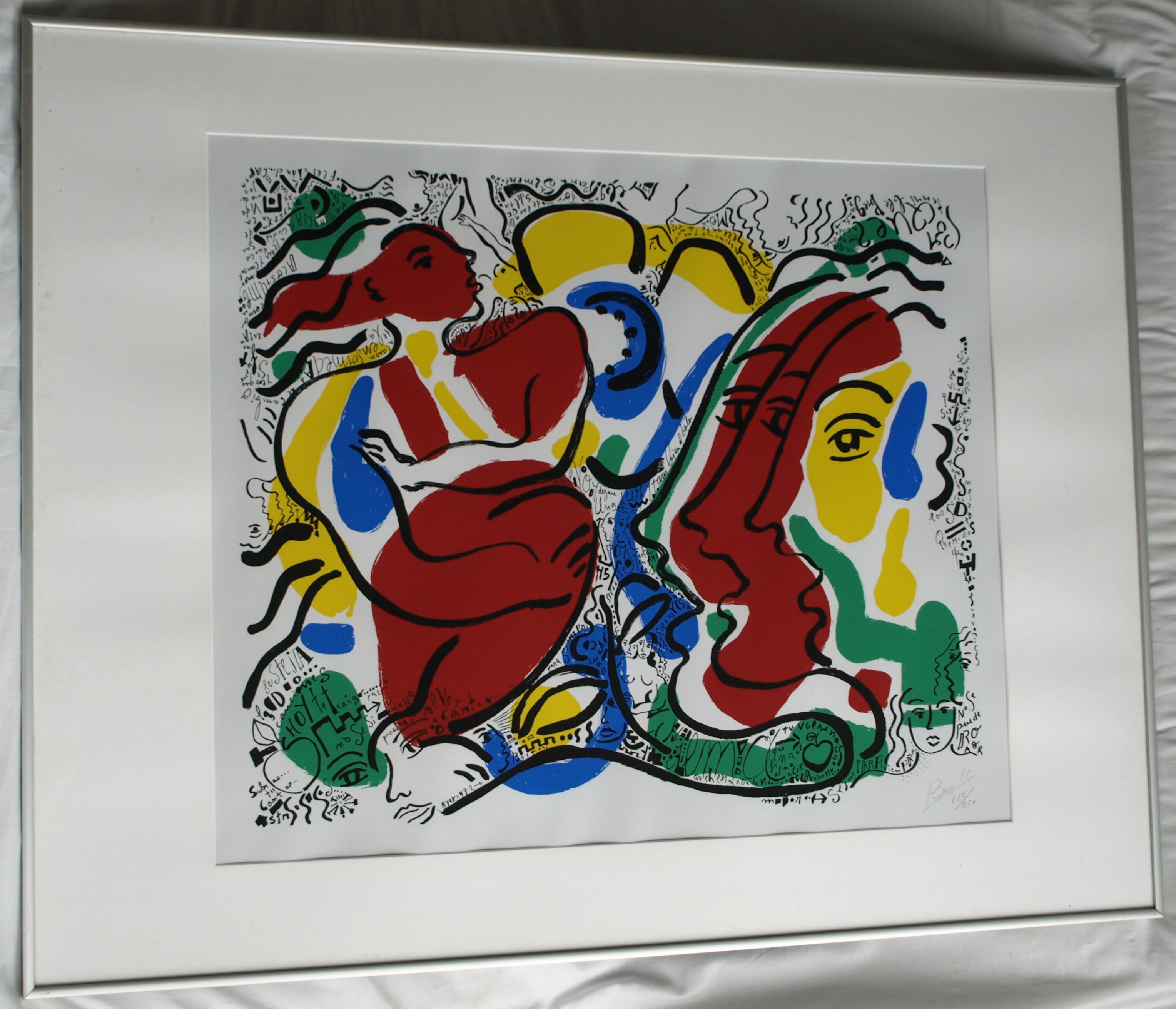 Niet of onleesbaar gesigneerd - Zeefdruk , Zonder titel - gesigneerd & ingelijst - GROOT kopen? Bied vanaf 1!