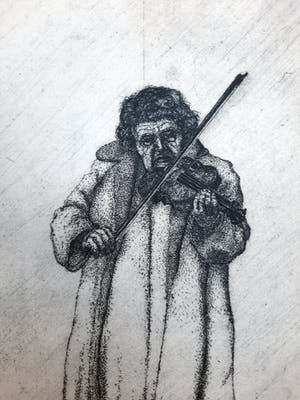 Don Englander - Violiste 12/20 - vrolijke ets kopen? Bied vanaf 35!