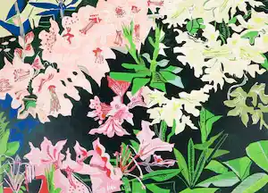 Vincent van Ojen - houtsnede van rhododendrons (groot) vendu pour 90€ !