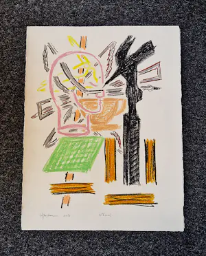 Hannes Postma - grote in 1985 gemaakte pastel krijt tekening "Silhouet" gesigneerd kopen? Bied vanaf 50!