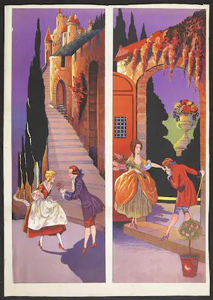 Niet of onleesbaar gesigneerd - Twee Art Deco prenten, Het Charmeoffensief kopen? Bied vanaf 1!