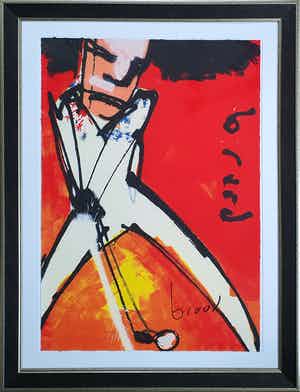 Herman Brood - De golfer - Nieuw ingelijst (Groot) verkocht voor € 565!