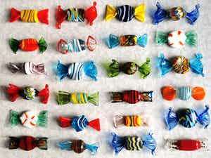 Seguso - 25x Murano Glas Snoepjes / Bonbons / Sweets - Vintage Kunst Venetië verkocht voor € 70!