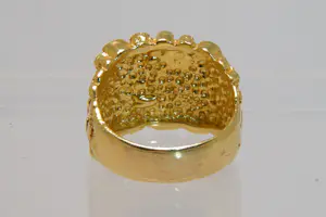 08 - Grote & zware Surinaamse 18 Krt geelgouden heren "nugget" ring kopen? Bied vanaf 1050!
