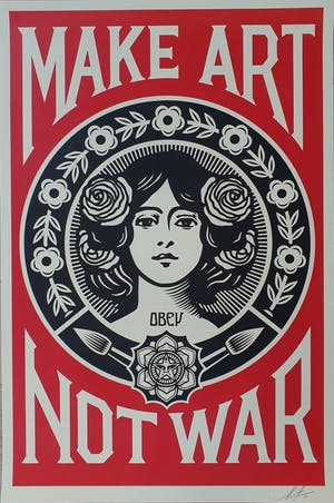 Shepard Fairey - MAKE ART NOT WAR kopen? Bied vanaf 85!