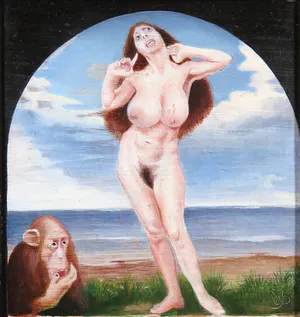 Cornelis Doolaard - Olieverf op paneel, Twee-luik met vrouwen en apen kopen? Bied vanaf 500!