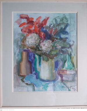 Wil van Dinther - bloemen in witte koffiekan kopen? Bied vanaf 100!