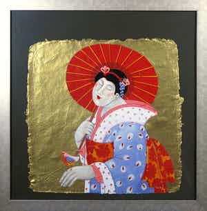 Ada Breedveld - Zeefdruk op geschept papier, Japonnaises - Ingelijst verkocht voor € 50!