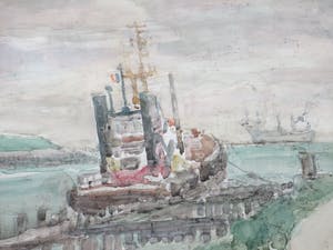 Gerard Menken - Haveningang Westerschelde Vlissingen - Aquarel kopen? Bied vanaf 1!