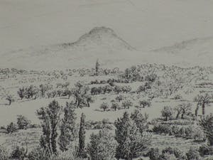 Gerard Lutz - Mediterraan landschap - Inkttekening kopen? Bied vanaf 1!