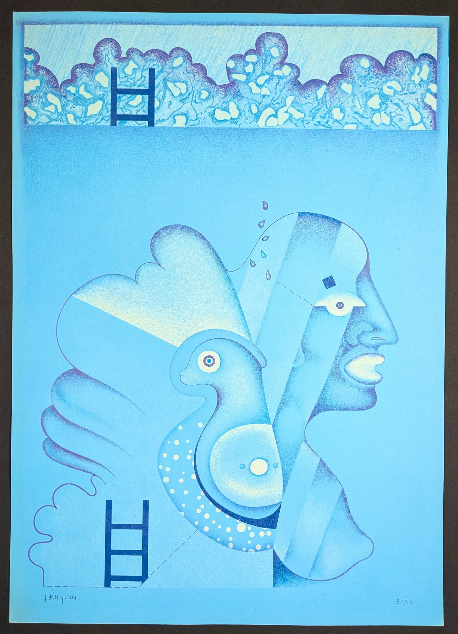 Jean Bilquin - compositie op blauw papier kopen? Bied vanaf 59!