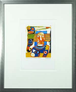 Clemens Briels - Zeefdruk, Antipodism creatures - Ingelijst verkocht voor € 50!