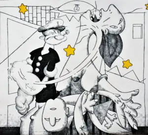 Fernando Bellver - Affiche expositie Barcelona , Popeye / Guernica - 1990 kopen? Bied vanaf 70!