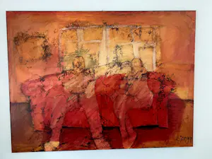 Buy Sjer Jacobs - Olieverfschilderij "Bankstel"? Bid from 700!