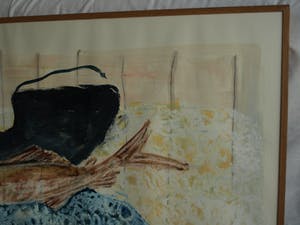 Nicola Rozemeijer - Acrylverf op papier , Vissen op ijs – GROOT - ingelijst - 1997 kopen? Bied vanaf 1!