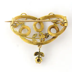 Victoriaanse 18k geel gouden broche met steen parels – 2.1 gram kopen? Bied vanaf 230!