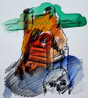 Jan Sierhuis - Met de hand ingekleurde litho (aquarel) - 1974 verkocht voor € 55!