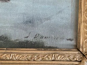 Joop Dam - Riviergezicht met varende platbodems. kopen? Bied vanaf 115!