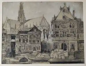 Nico Schrier - De Waag aan het Spaarne, Haarlem verkocht voor € 100!