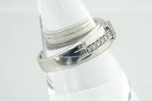 Opvallende diamanten (0.20ct) Fantasiering- 18 karaats wit-goud - gekeurd kopen? Bied vanaf 280!