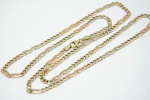 49 - Lang (60cm) en zo goed als nieuw 14 krt tri-color gouden collier kopen? Bied vanaf 370!