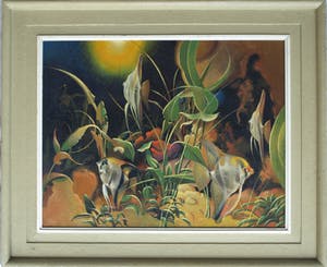 J.B. Palsen - Olieverf op doek , Tropische vissen in aquarium - ingelijst – ca 1960 kopen? Bied vanaf 50!