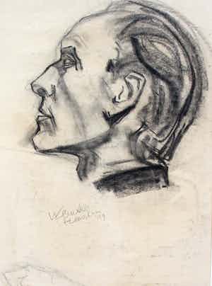 Wout van Heusden - Portret tekening, aan twee kanten - 1929 verkocht voor € 49!