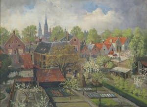 Jan Theuns - Olieverf op doek, Stadsgezicht - Ingelijst kopen? Bied vanaf 200!
