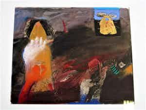 Michel van Overbeeke - Zeldzame gesigneerde 1991 zg. bladgoud GOUACHE - Fraai ingelijst! verkocht voor € 189!