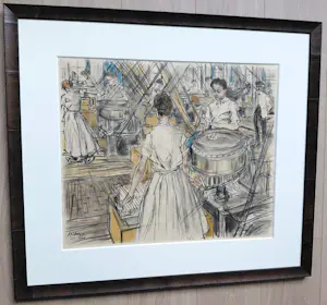 Jan Toorop - Rogneerkamer in kaarsenfabriek, litho (mooi ingelijst) kopen? Bied vanaf 395!