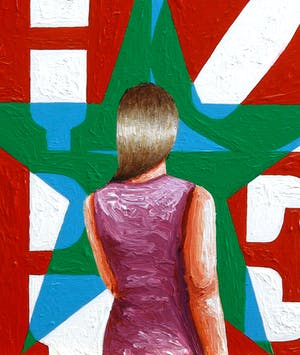 Gerard Boersma - Star Of Hope (Vrouw kijkend naar schilderij van Robert Indiana) kopen? Bied vanaf 75!