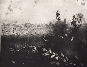 Simon Koene - Landschap met kerk in de verte kopen? Bied vanaf 45!