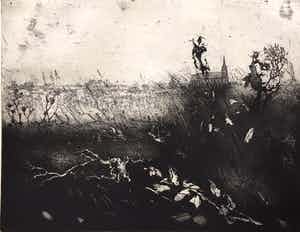 Simon Koene - Landschap met kerk in de verte verkocht voor € 45!