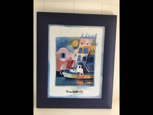 Rosina Wachtmeister - Grote ingelijste tegel “ Ritorno a Porto “. Limited Edition kopen? Bied vanaf 85!