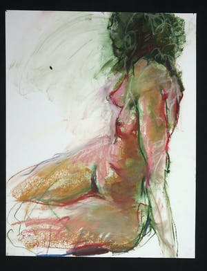 Franscz Witte - Olieverf en krijt op papier, Steunend op haar linkerarm kopen? Bied vanaf 1!