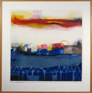 Theo Koster - Zeefdruk en collage, Zonder titel (vierkant blauw) - Ingelijst (Groot) kopen? Bied vanaf 35!