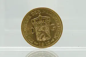 37- Origineel 900/1000 (90%) gouden "tientje" - Koningin Wilhelmina - 1913 kopen? Bied vanaf 440!