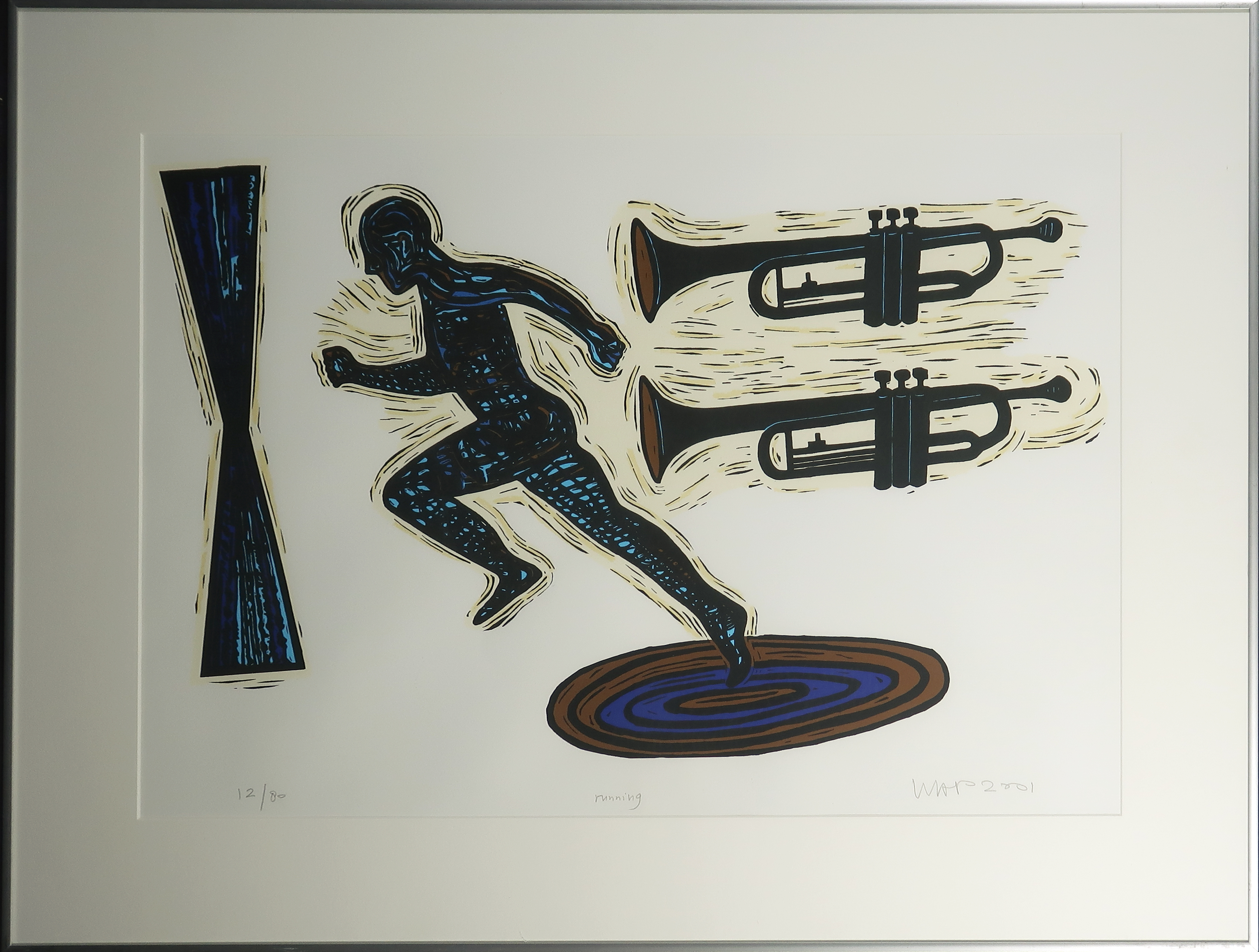 Hans Wap - Zeefdruk, Running - Ingelijst verkocht voor € 40!