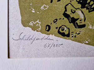 Gerard Gaudaen - Mooie kleuren Houtsnede "schildpadden" - gelimt. oplage (67/225) - potloodges. kopen? Bied vanaf 34!