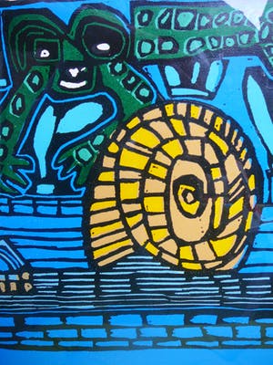 Rob Morren - Waterslak -linoleumsnede 1997- kopen? Bied vanaf 10!