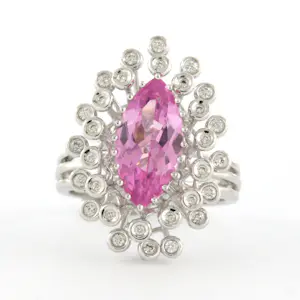 18k gouden ring met roze saffier tot. 2.00ct en briljant geslepen diamant kopen? Bied vanaf 900!