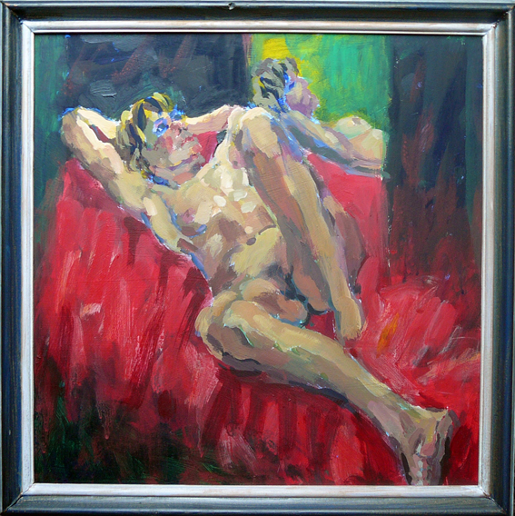 Niet of onleesbaar gesigneerd - Naakt voor een spiegel -acryl- kopen? Bied vanaf 1!