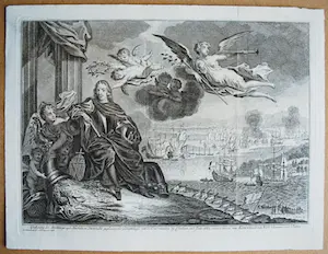 Simon Fokke - De slag bij Chatham 1667 - ets naar het schilderij van Jan de Baen kopen? Bied vanaf 45!